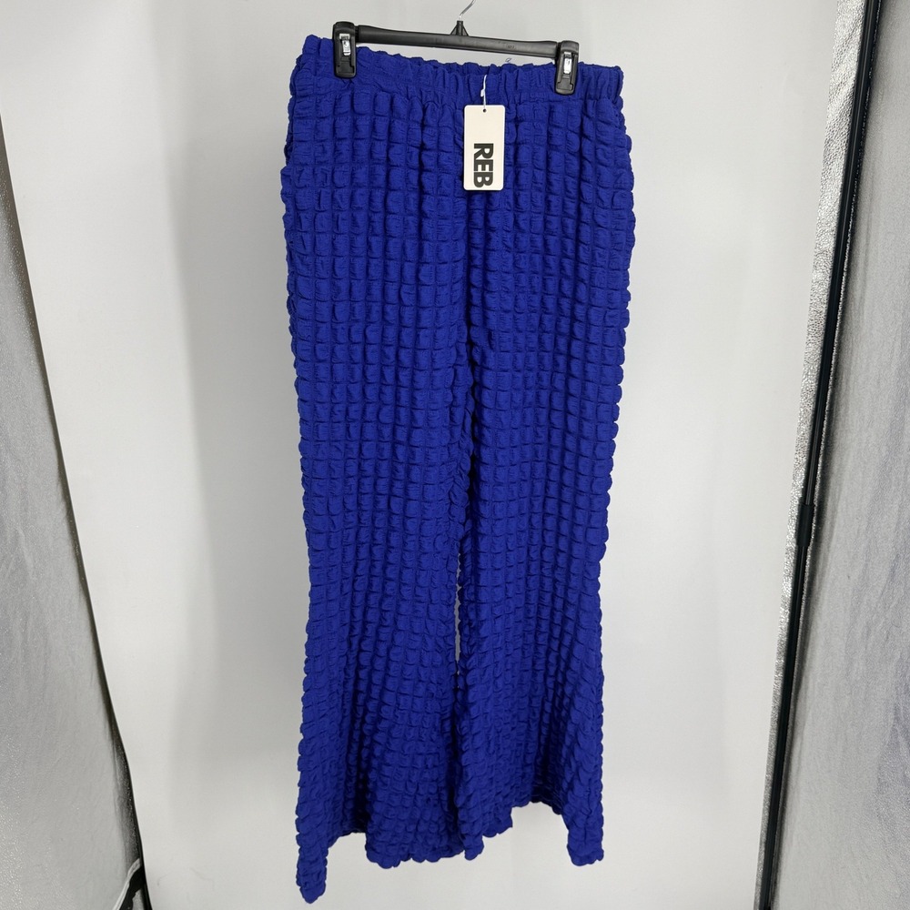 Rebdolls Virgo Popcorn Smocking Bell Bottom Pants Royal Blue Plus Size 2X NEW